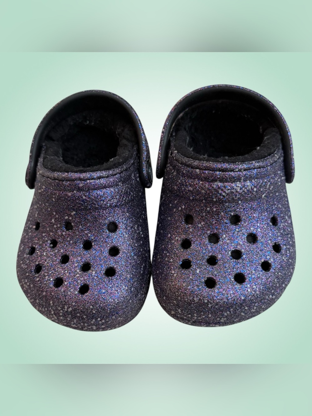 Crocs Kids Purple Iridescent Glitter Clog 4C NWOT